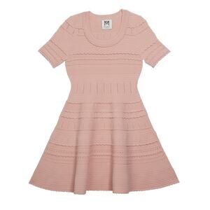 EUC Milly Minis WHITE Knit Fit & Flare Dress Girls Size 14/16 Short Sleeve